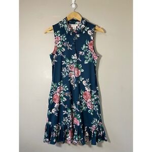 Laura Ashley Golf Tennis Dress Womens Medium‎ Teal Pink Floral Sleeveless Ruffle